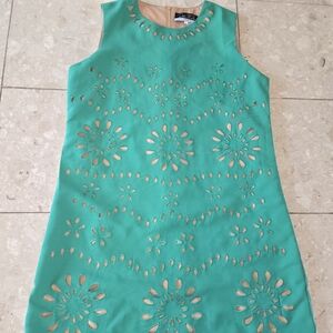 Dalia MacPhee Green Dress With Scallop Hemline - Large